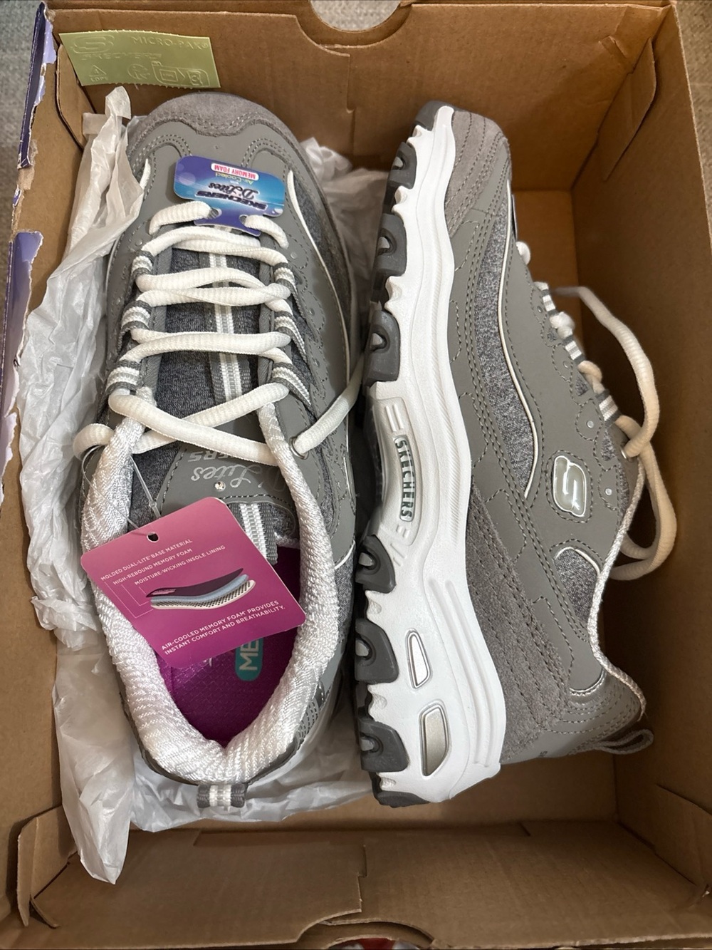 Skechers Gray and White Women's Walking Sneakers